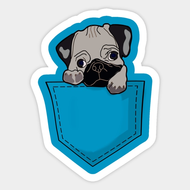 Pug Puppy in my Pocket, cute dog Sticker by benhonda2